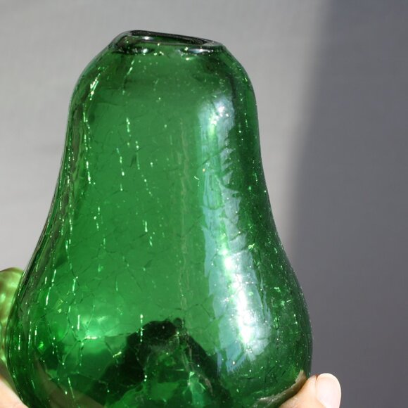 Vintage Art Glass Pear with Stopper Crackle Glass Green Decorative glass - Picture 8 of 9